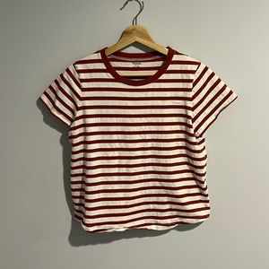 Madewell Rust & White Stripe Tee